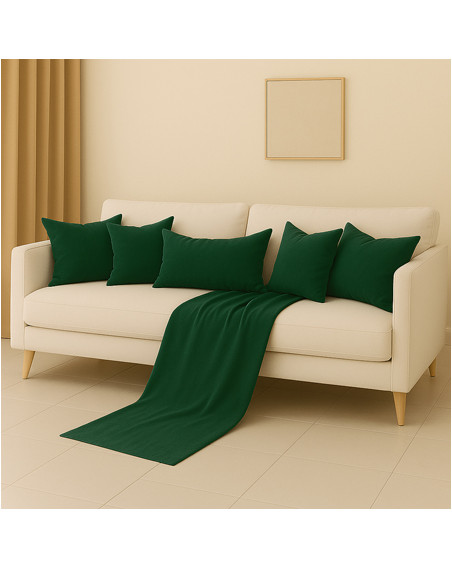 Zestaw ciemny zielony 6w1 - narzuta + poduszki