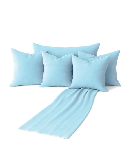 Zestaw niebieski 6w1 - narzuta + poduszki