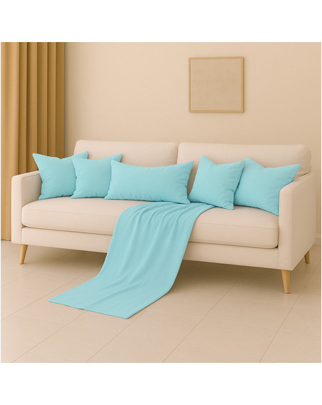 Zestaw niebieski 6w1 - narzuta + poduszki